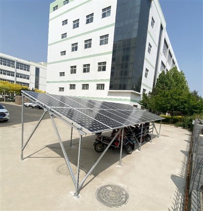 Fra gitteret solcellepanel skur for elektriske cykler